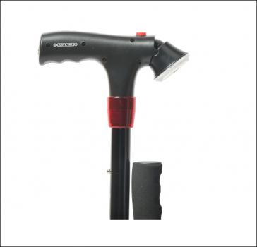 Preview: Zweihändiger Gehstock mit LED Licht und Sirene